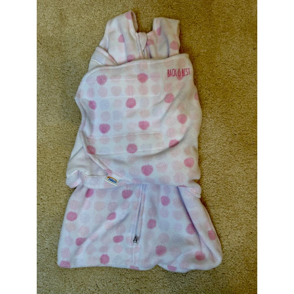 Halo sleep sack swaddle pink polka dot Newborn size